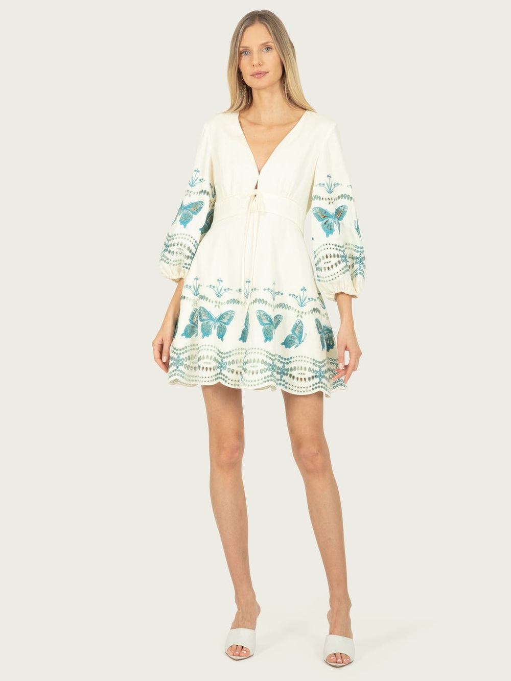 Secret Mission Butterfly Priscilla Dress, Cotton Linen with Embroidery, $695.00 - Picture 7 of 9
